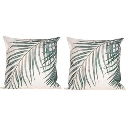 2x Bank/sier kussens met palm plant/blad print voor binnen en buiten 45 x 45 cm - Sierkussens