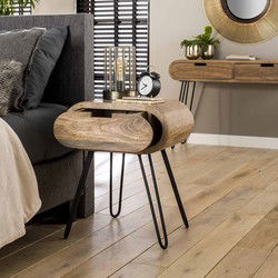 Nachtkastje Massief Mangohout - Zand - 50cm - 1 Lade