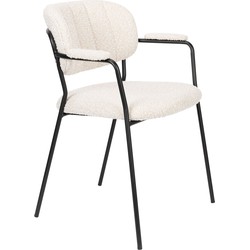 Housecraft Living Jolien Eetkamerstoelen met armleuning Zwart/Bouclé - Set van 2