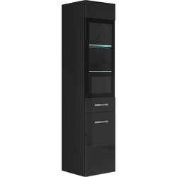 Badplaats Badkamerkast Rio 30 x 30 x 131 cm - Zwart Hoogglans - Hangende Kolomkast met 2 Deuren