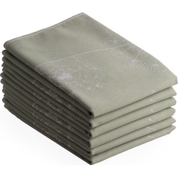 DoubleDry Luxe Theedoeken Set - 6 Stuks - 50x70 cm - 100% Katoen - Hoge Absorptie & Duurzaam - Dandelion, Groen