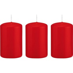 3x Kaarsen rood 5 x 8 cm 18 branduren sfeerkaarsen - Stompkaarsen