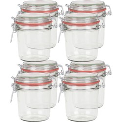 8x Glazen confituren pot/weckpot 400 ml met beugelsluiting en rubberen ring - Weckpotten