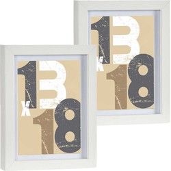 2x stuks houten fotolijst wit geschikt voor een foto van 13 x 18 cm of 15 x 20 cm - Fotolijsten