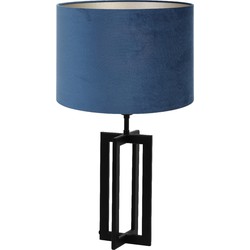 Tafellamp Mace/Velours - Zwart/Blauw - Ø30x56cm