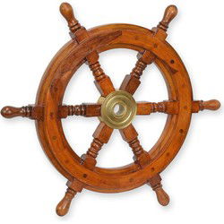 A WOODEN STEERING WHEEL