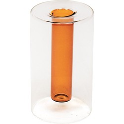 HV Tube Vase - Brown/Orange - 8x8x14cm