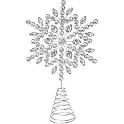 Christmas Decoration piek - ster vorm - zilver met steentjes - 23 cm - kerstboompieken