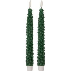 Clayre & Eef LED Dinerkaarsen set van 2 Groen Wax
