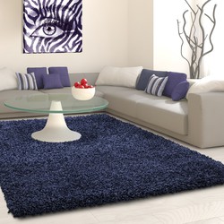 Tapijtenloods Basic Shaggy vloerkleed Donker Blauw Hoogpolig- 100x200 CM