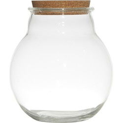 Glazen voorraadpot/snoeppot/terrarium vaas met kurk dop - 19 x 21.5 cm - Voorraadpot