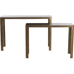 Light&living A - Side table S/2 100x30x70+120x35x80 cm OXE ant. br+smoke gl.