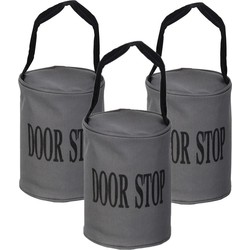 Set van 3x stuks canvas grijze deurstopper met handvat 2.4 kg - Deurstoppers