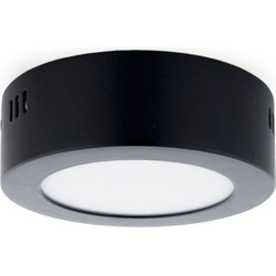 Groenovatie LED Paneel Plafondlamp 6W, Rond ⌀12cm, Opbouw, Warm Wit, Zwart