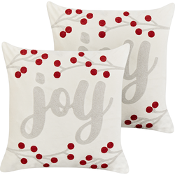PRALINE - Sierkussen set van 2 - Gebroken wit - 45 x 45 cm - Fluweel