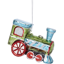 Kerst hanglamp locomotief in rood en groen glas L11