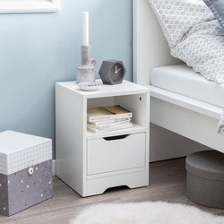 Pippa Design modern nachtkastje met lade en plank - wit