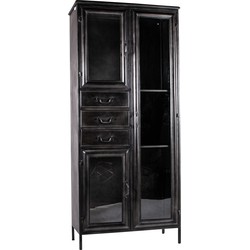 PTMD Gijs Black metal cabinet glass doors