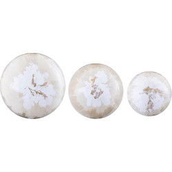 PTMD Wandpaneel Sufyan - 36x31x36 cm - Ijzer - Creme - Set van 3