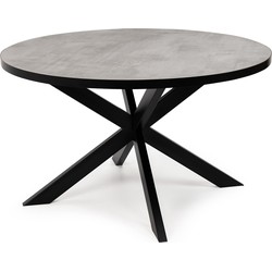 Stalux Ronde eettafel 'Daan' 148cm, kleur zwart / beton