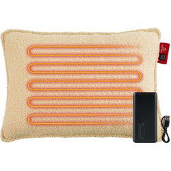 Feel Home - Verwarmend Kussen - Teddy - Gebroken wit 45x60cm - met 10000mAh Power bank