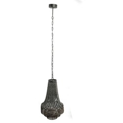 PTMD Merdy Ronde Hanglamp - H170 x Ø35,5 cm - Metaal - Grijs