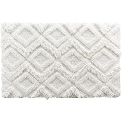 Badmat Katoen Boho Squares - Beige/Wit – 50 x 80 CM