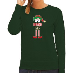 Bellatio Decorations foute kersttrui/sweater dames - Drank Elf - groen - Kerst elfje XS - kerst truien