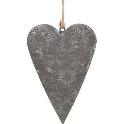 Clayre & Eef Decoratie Hanger Hart Grijs Metaal