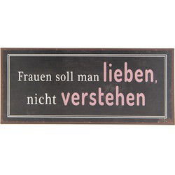Clayre & Eef Tekstbord  30x13 cm Bruin Metaal Rechthoek Wandbord