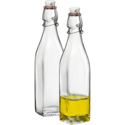 2x Limonadeflessen/waterflessen transparant 500 ml vierkant - Weckpotten