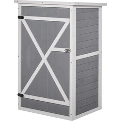 4goodz Tuinkast Houten Berging 56x75x115 cm - Grijs/Wit