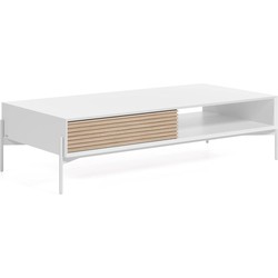 Kave Home - Salontafel Marielle van essenhout met witte lak 124 x 70 cm