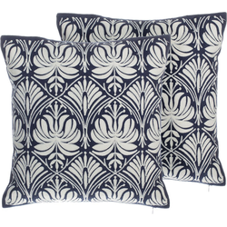 NEMESIA  - Sierkussen set van 2 - Donkerblauw - 45 x 45 cm - Katoen