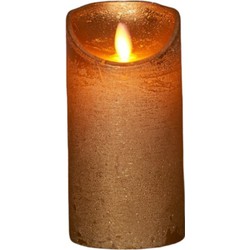 Batterijverlichting kaars wax rustiek met bewegende vlam goud 15 cm - Anna's Collection