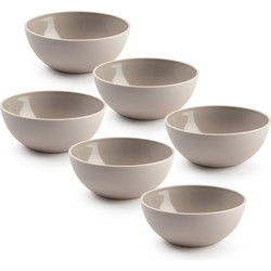 Plasticforte kommetjes/schaaltjes - 6x - dessert/ontbijt - kunststof - D12 x H5 cm - taupe - Kommetjes