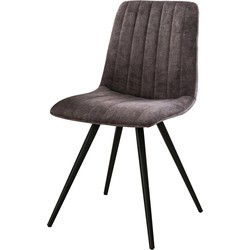 Eetkamerstoel Velvet Grijs - Zwart Metalen Onderstel - Giga Meubel - Set van 4