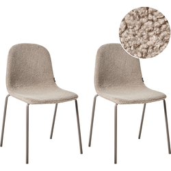 Beliani LOMA - Vergaderstoel-Beige-Bouclé