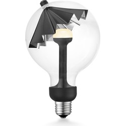 Design LED Lichtbron Move Me - Zwart/Zilver - G120 Umbrella LED lamp - 12/12/18.6cm - Met verstelbare diffuser via magneet - geschikt voor E27 fitting - Dimbaar - 5W 400lm 2700K - warm wit licht