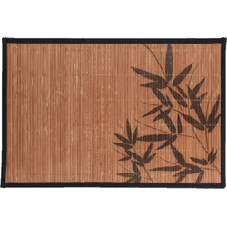 Rechthoekige placemat 30 x 45 cm bamboe bruin met zwarte bamboe print 3 - Placemats