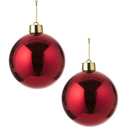 2x Grote kunststof decoratie kerstbal rood 20 cm - Kerstbal