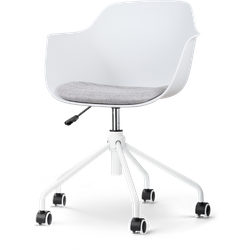 Nout-Liz bureaustoel wit met lichtgrijs zitkussen - wit onderstel
