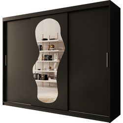 Meubella - Kledingkast Ulysses - Zwart - 250 cm - Met spiegel