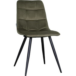 LABEL51 Eetkamerstoel Bistro - Hunter - Fluweel - Black Frame