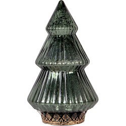 Clayre & Eef Kerstdecoratie met LED-verlichting Kerstboom Ø 13x23 cm Groen Glas