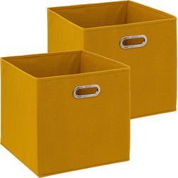 5Five Opbergmand/kastmand - 2x - Geel - 31 x 31 x 31 cm - 29L - Opbergmanden