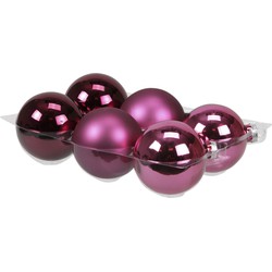 Othmar Decorations Kerstballen - 6x st - cherry roze - 8 cm - glas - Kerstbal