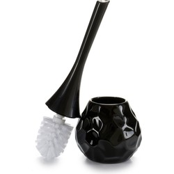 Berilo Toiletborstel/wc-borstel van keramiek - zwart - afsluitbaar - Toiletborstels
