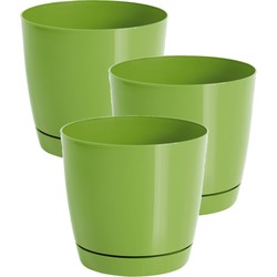 Set van 3x stuks plantenpotten/bloempotten kunststof glanzend kiwi groen dia 21 x hoogte 19 cm - Plantenpotten