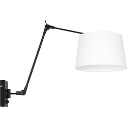 Wandlamp van metaal en linnen Steinhauer Prestige Chic Wit